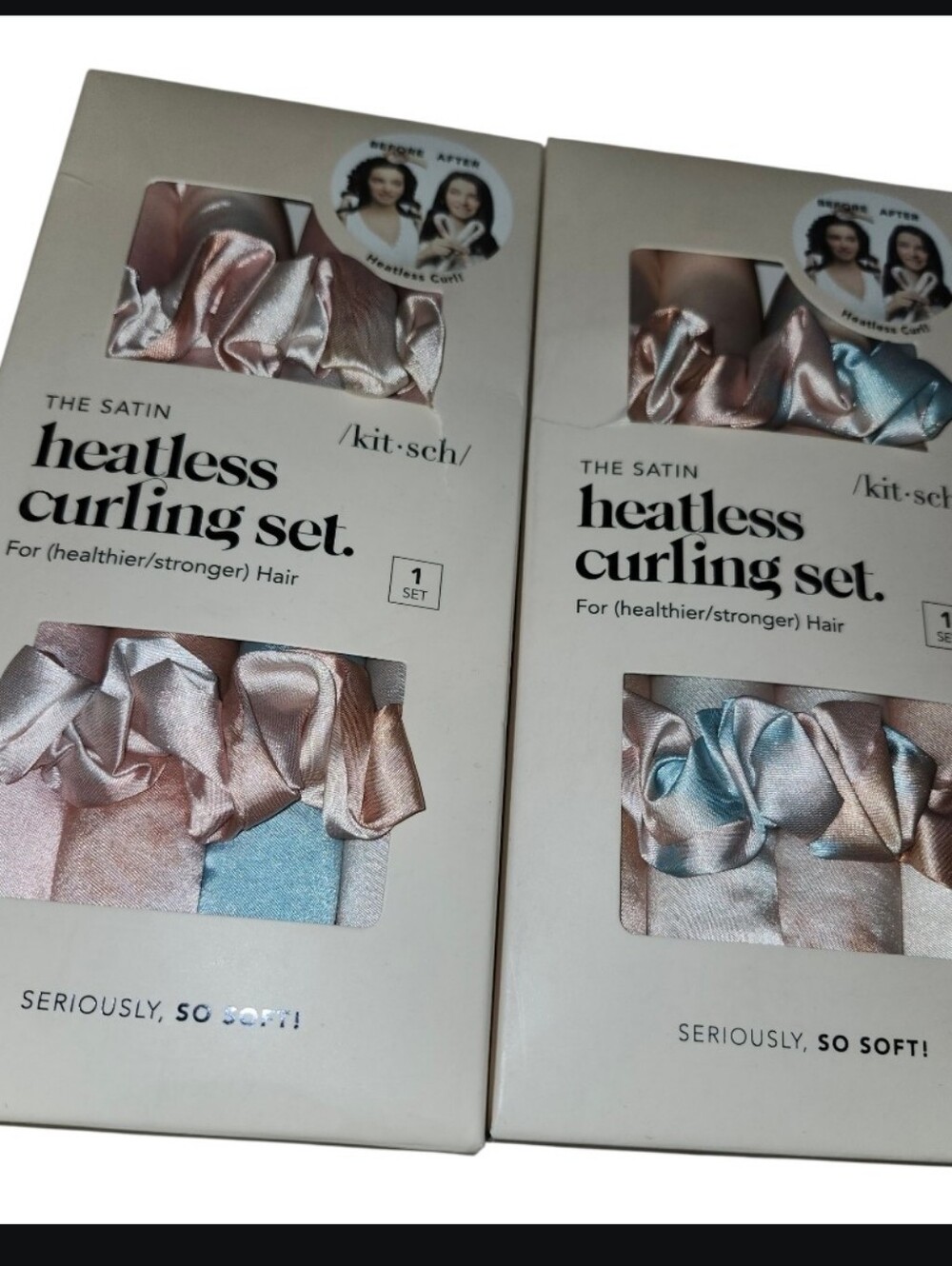 New TWO Kitsch Satin Heatless Curling Sets Sunset Tie Dye